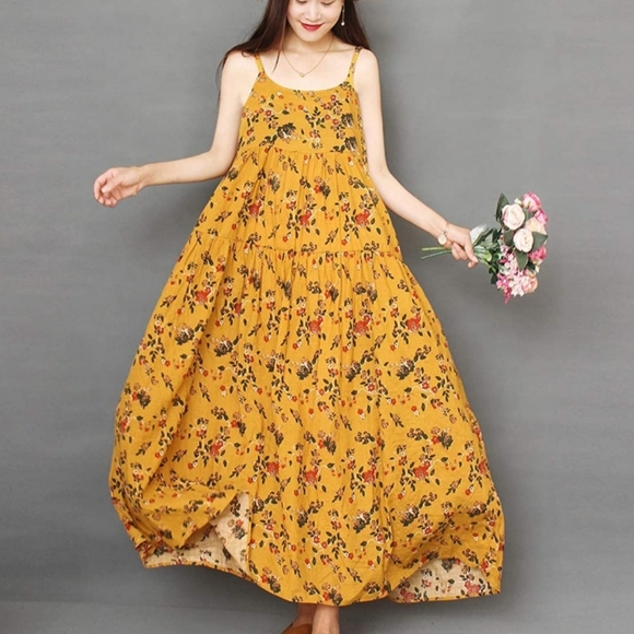 Women's dress bohemian floral print dres long maxi - Picture 5 of 10